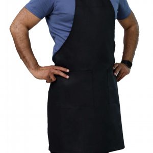 black adjustable apron with pockets
