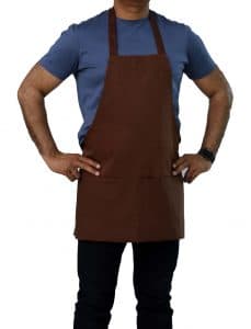 25 x 30 brown bib apron with pockets