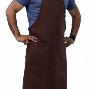 brown apron with pockets