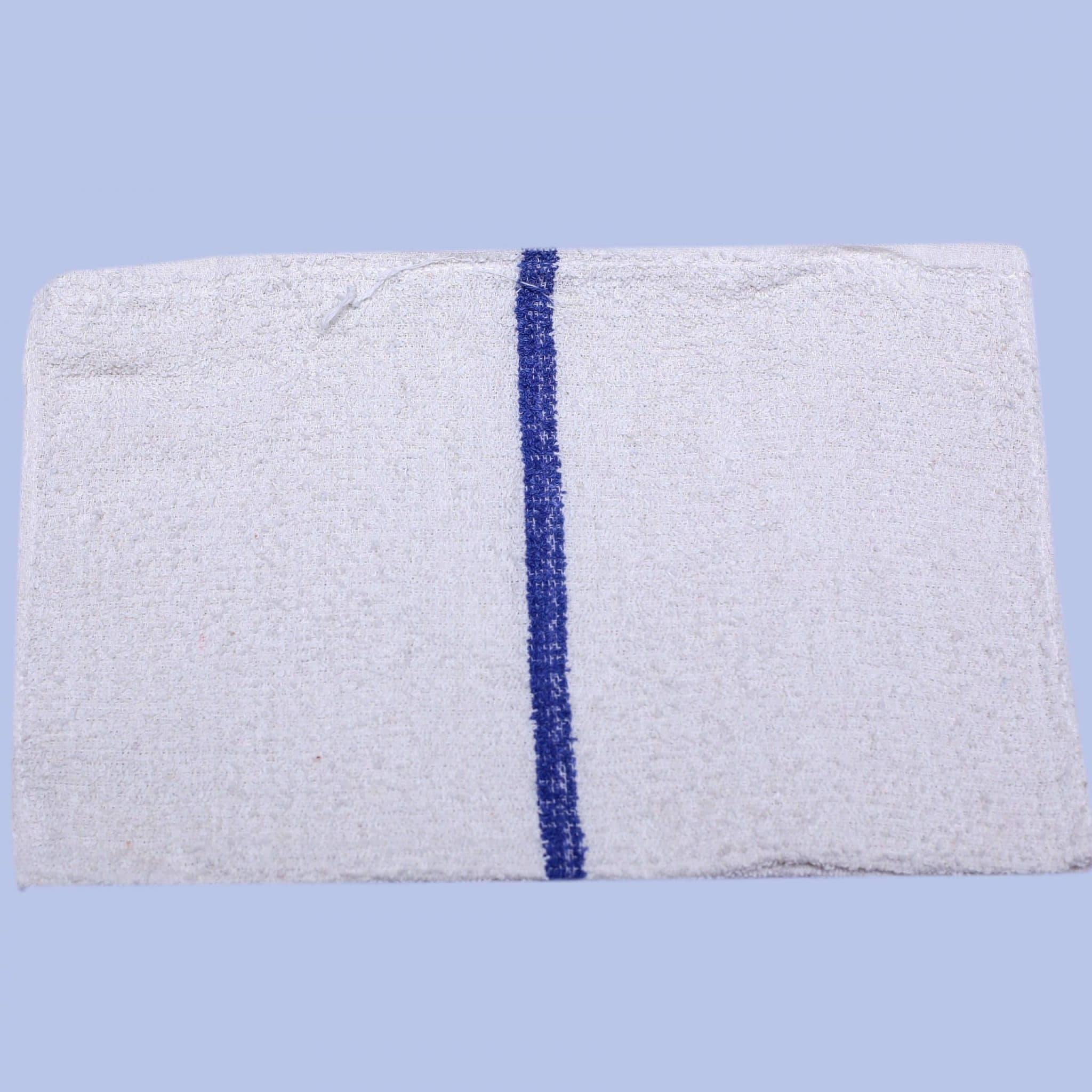 Barber Towels 100% Cotton  Lint-Free White W Blue Stripe