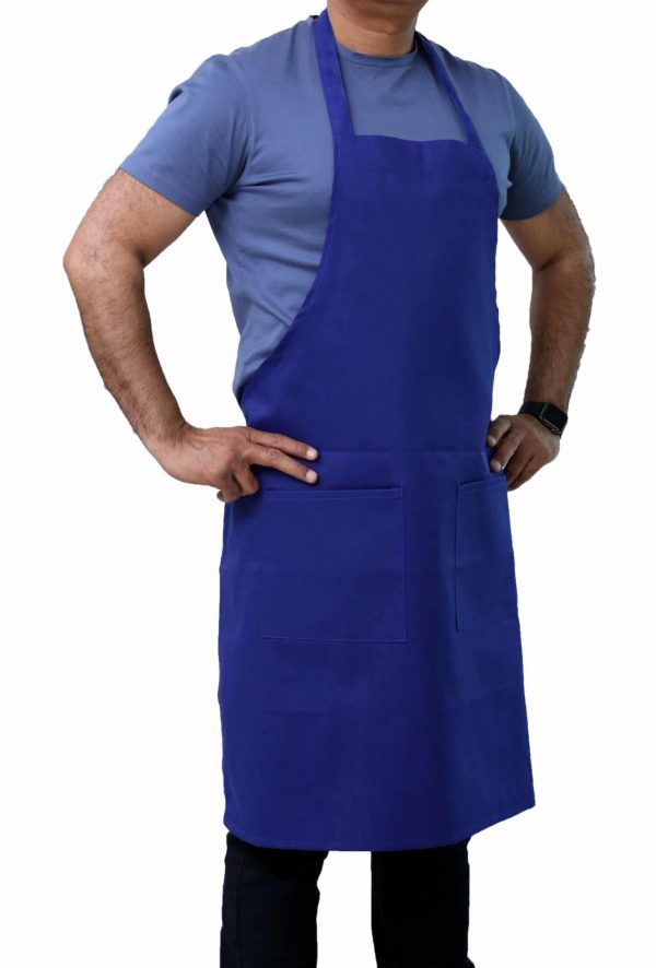 best blue bib apron with pockets