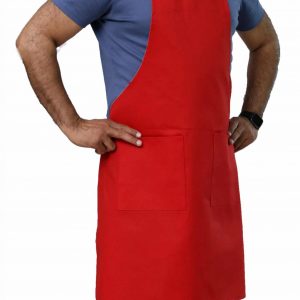 red adjustable apron with pockets