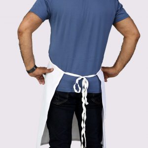 economy white apron's stretchable tie straps