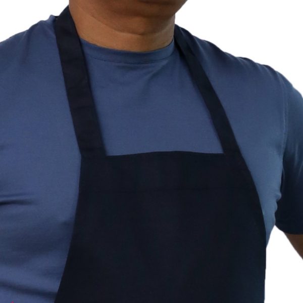 navy blue bib apron with pockets