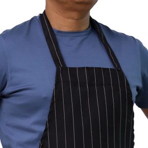 pinstripe apron's neck design