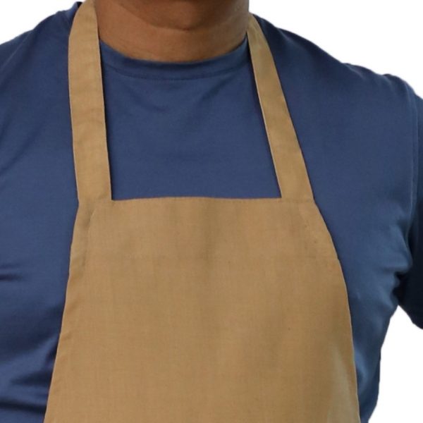 khaki bib apron neck view