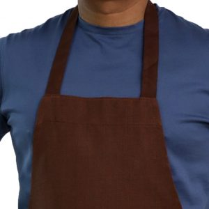 brown bib apron neck style