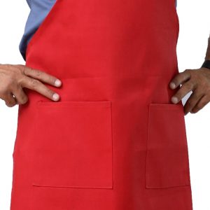 Red Color Apron having Pockets
