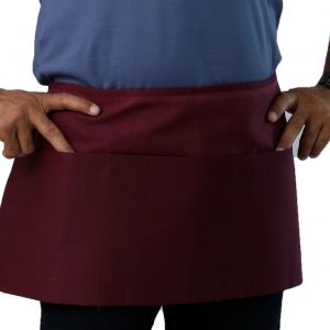 burgundy color waist apron with pockets