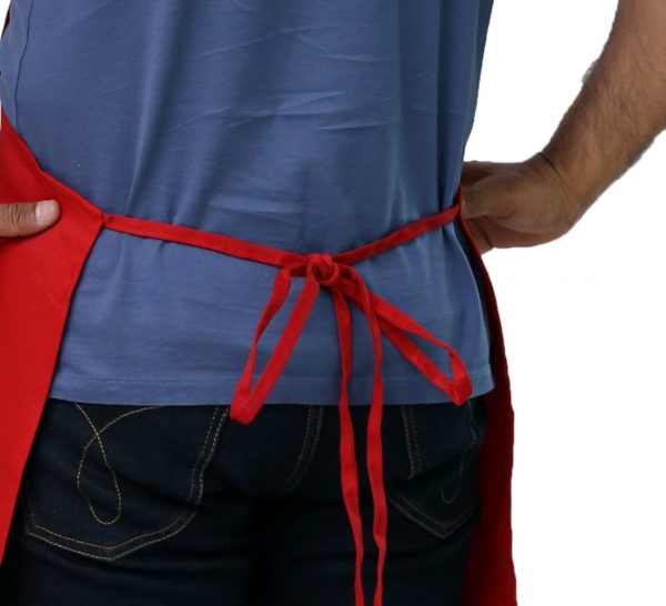 red apron's tied straps