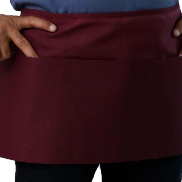 waist apron pocket - burgundy color